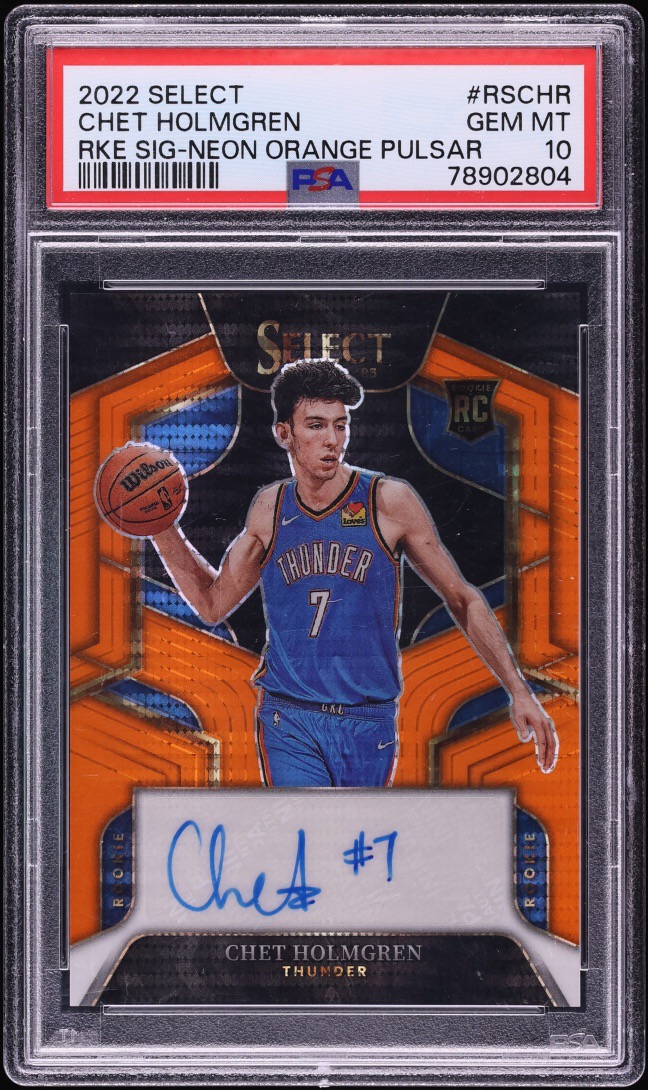 Chet Holmgren — 2022 Select Neon Orange Pulsar Auto PSA 10
